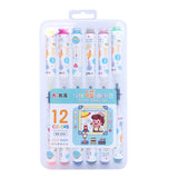 PACK 6 PLUMONES DUO KAWAII  CON 12 COLORES